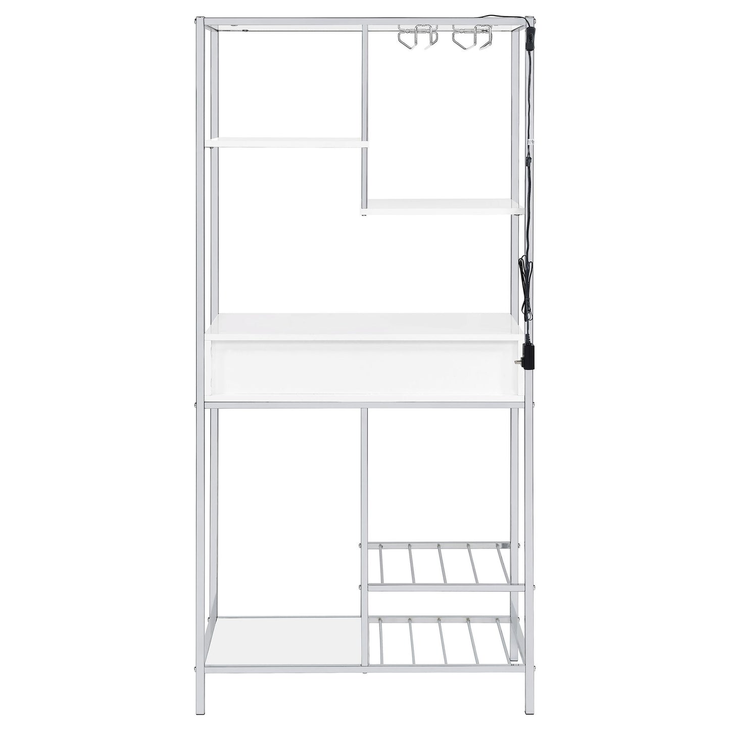 Draper - 5 Shelf LED Wine Cabinet With Pull Out Drawer - Gloss White