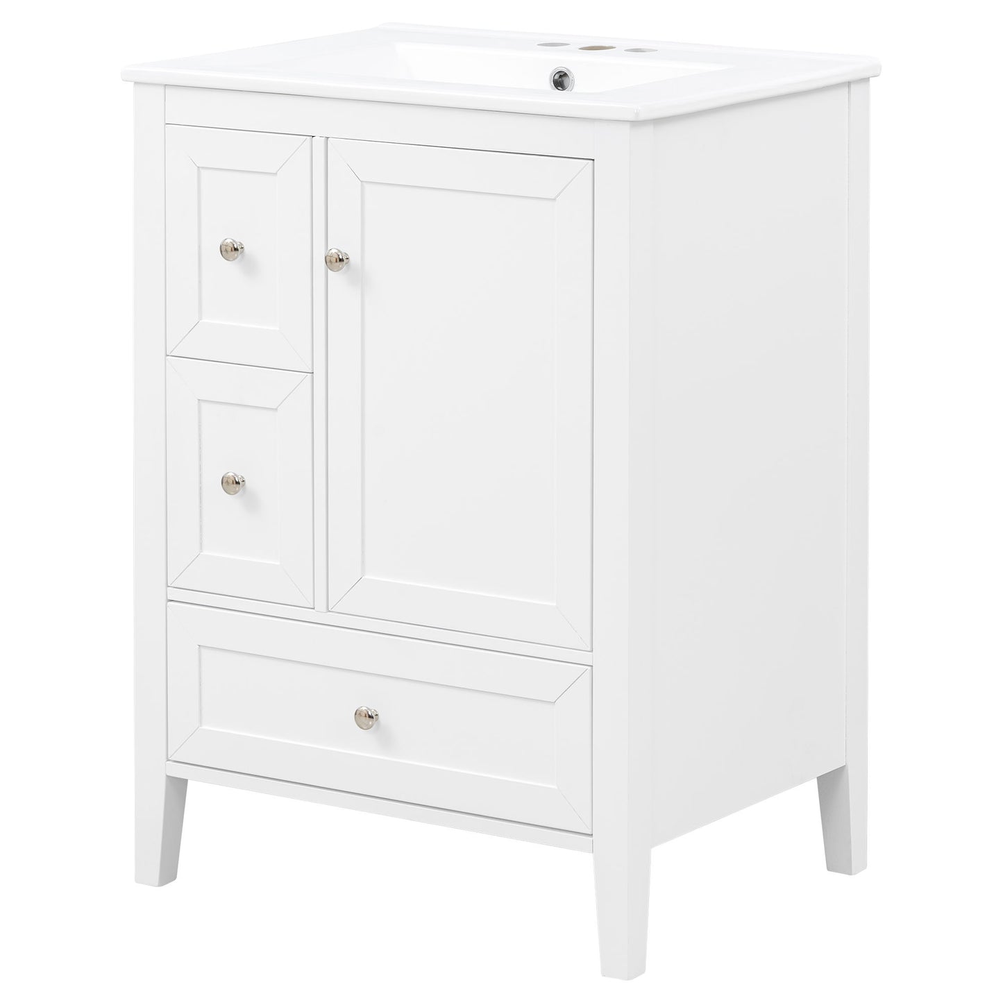 Modern Bathroom Vanity With Sink, Soft Close Drawers & Door, Storage Rack