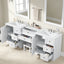 Double Sink Bathroom Vanity With Countertop, 2 Ceramic Sinks, 6 Drawers, Soft Close Design