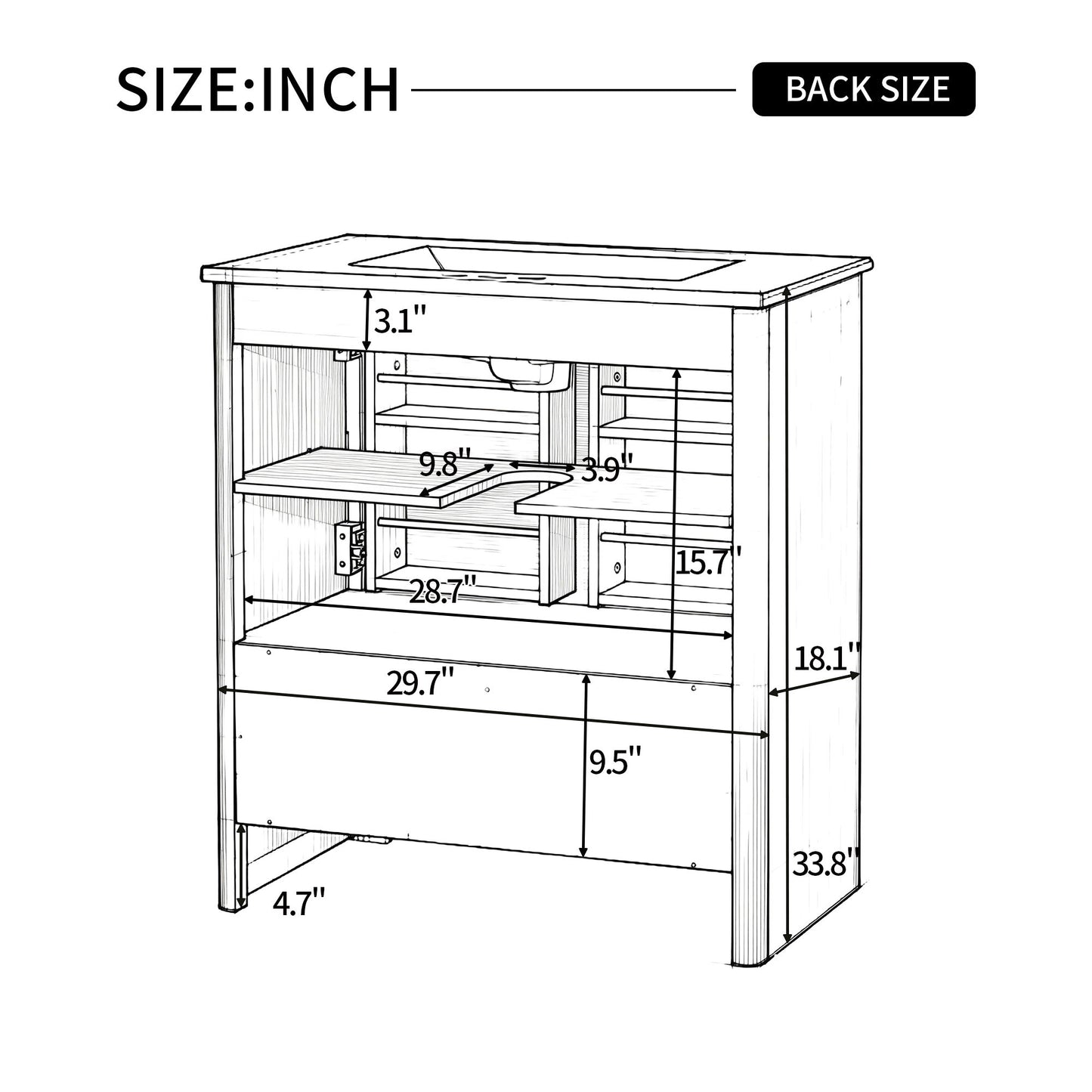 Softened Modern Bathroom Vanity With Sink