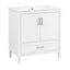 Elegant Fluted Bathroom Vanity With Sink, Soft Close Doors & Drawer