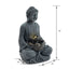 Zen - 2 Tier Meditating Buddha Water Fountain With Pump & LED Light - Gray