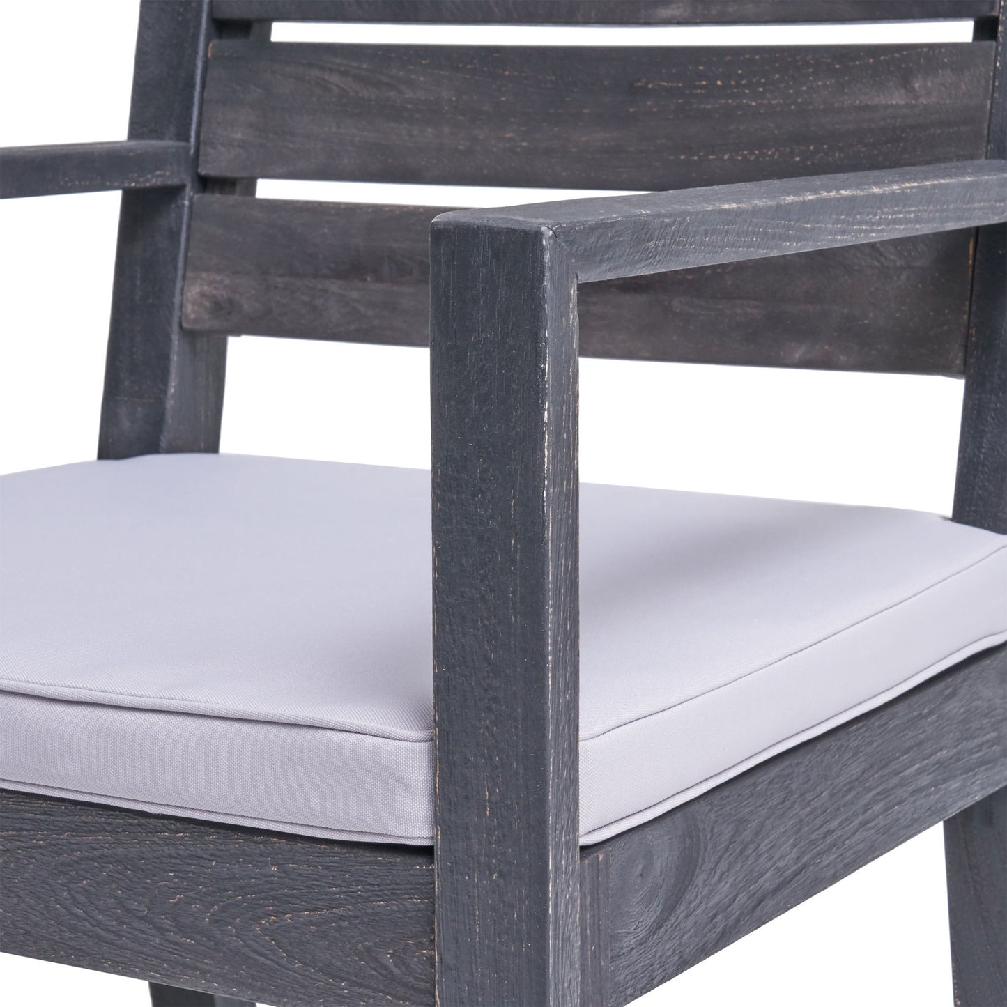 Outdoor 6 Seater Dining Set With Bench - Dark Gray / Light Gray