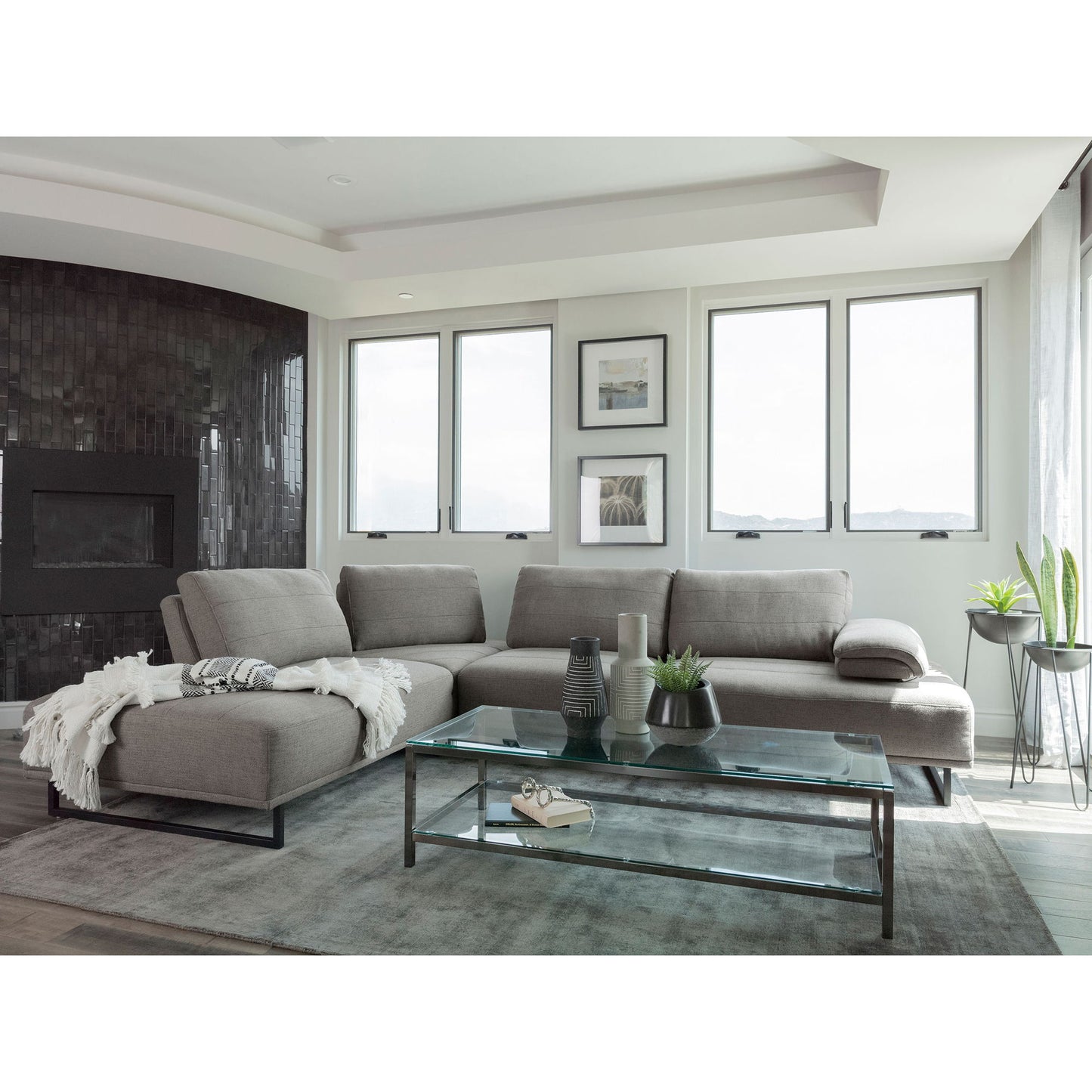 Harnal - L-Shape Sectional Adjustable Back Comfort Focused Sofa - Taupe