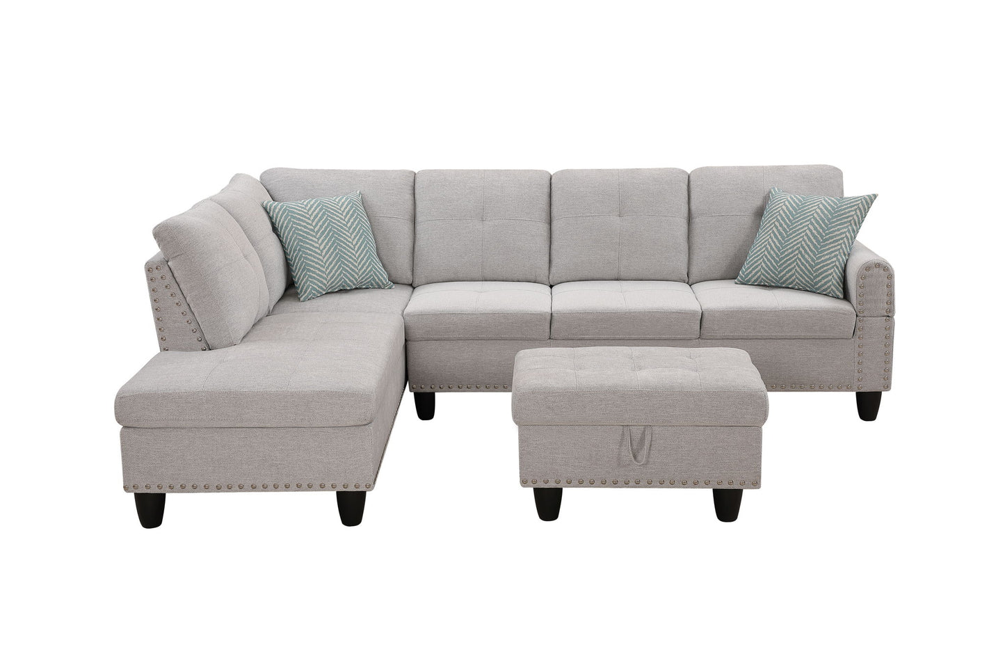 Alger - Left Hand Facing Sofa & Chaise With Ottoman