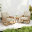 Modern 3 Piece Outdoor Seating Set With Cushioned Rattan Rocking Chairs And Wooden Accent Table