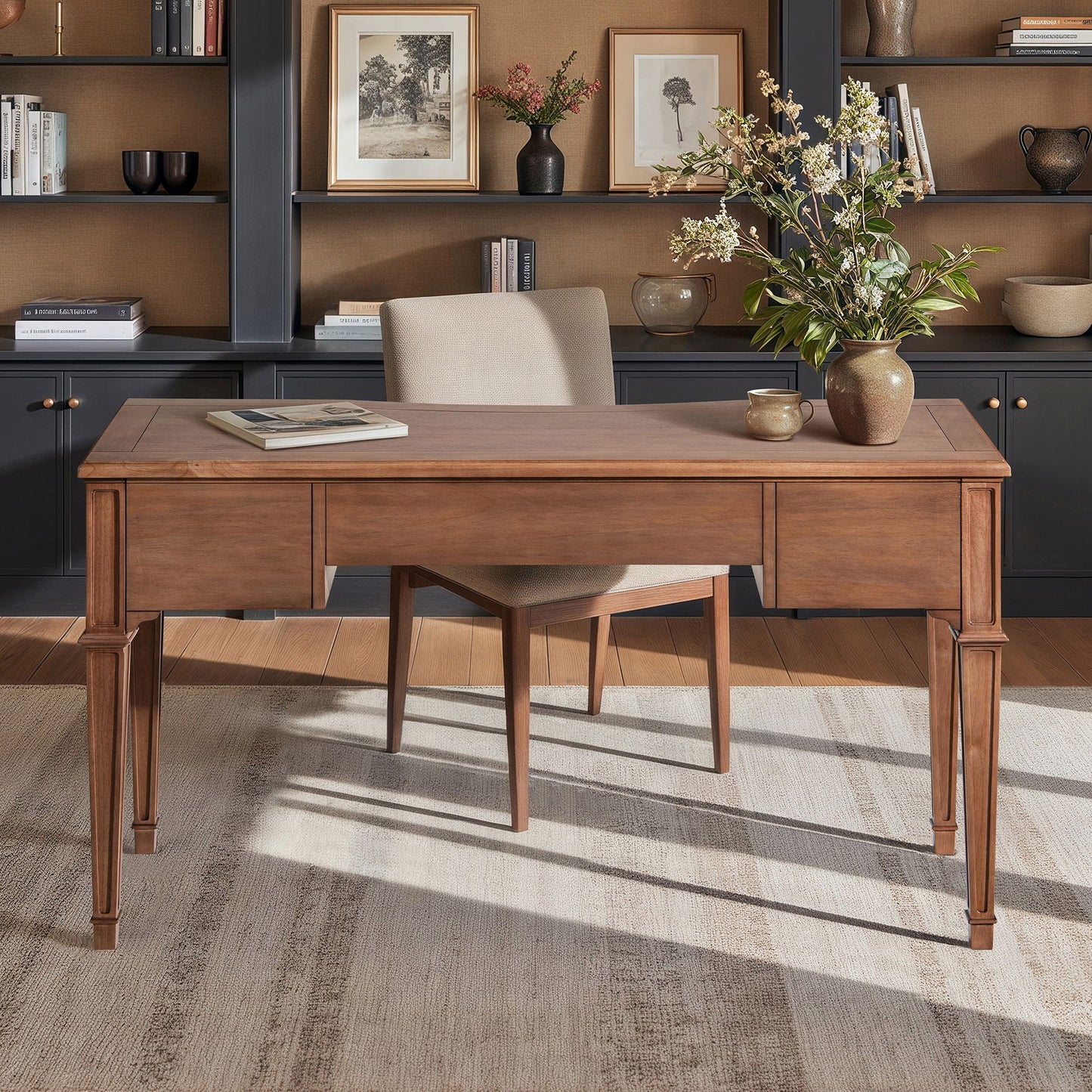 Dauphin - 3 Drawer Executive Desk - Brown