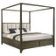 Sundance - Queen Canopy Bed With Upholstered Headboard - Dark Brown