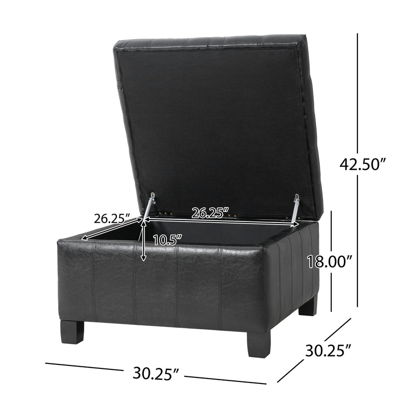 Square Tufted Indoor Ottoman With Lift-Top Storage