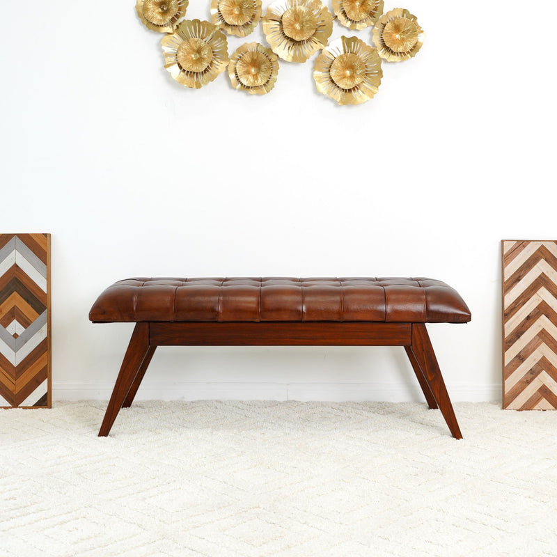 Maja - Bench - Cognac / Dark Brown