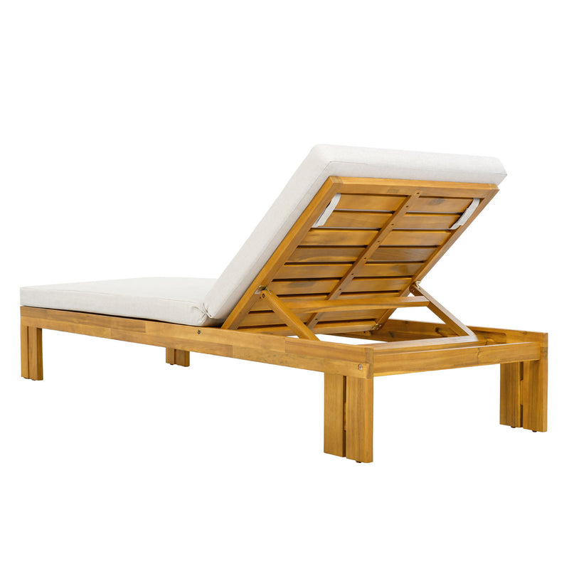 Outdoor Chaise Lounge Set & Side Table, 5 Position Adjustable Patio Recliner