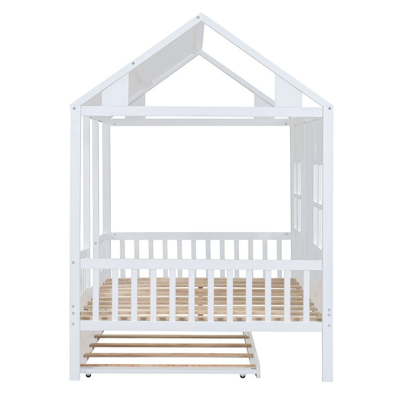 House Bed With Twin Size Trundle, Daybed
