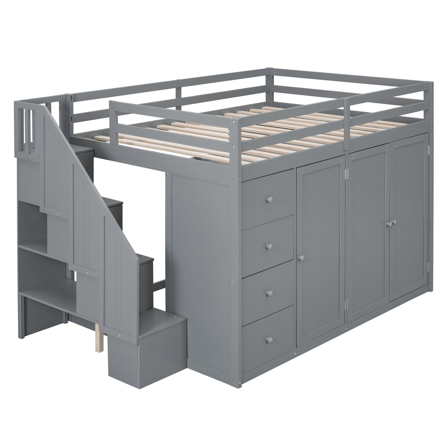Loft Bed With Built In Wardrobes, Cabinets And Drawers