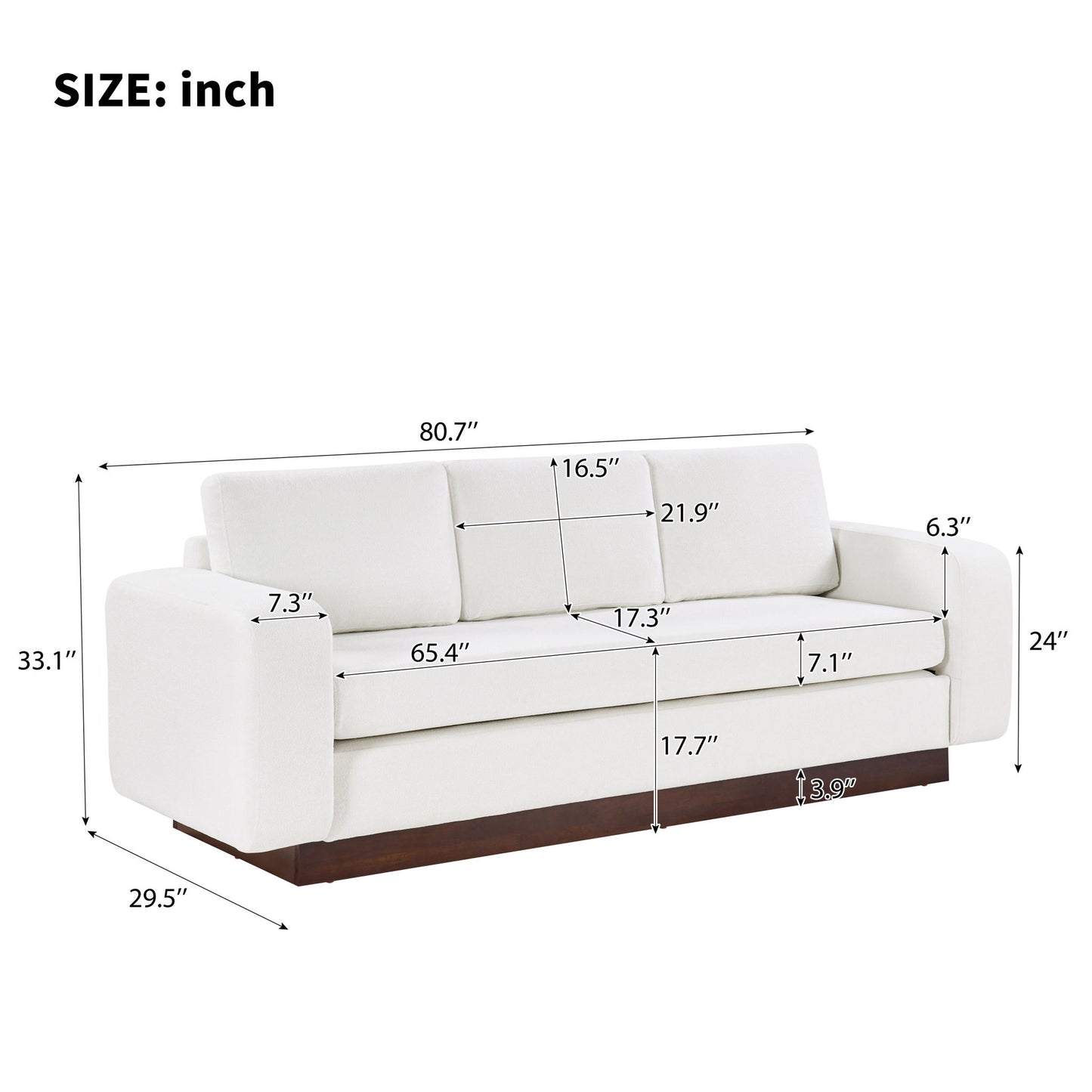 Modern 3 Seater Sofa, Living Room Couch