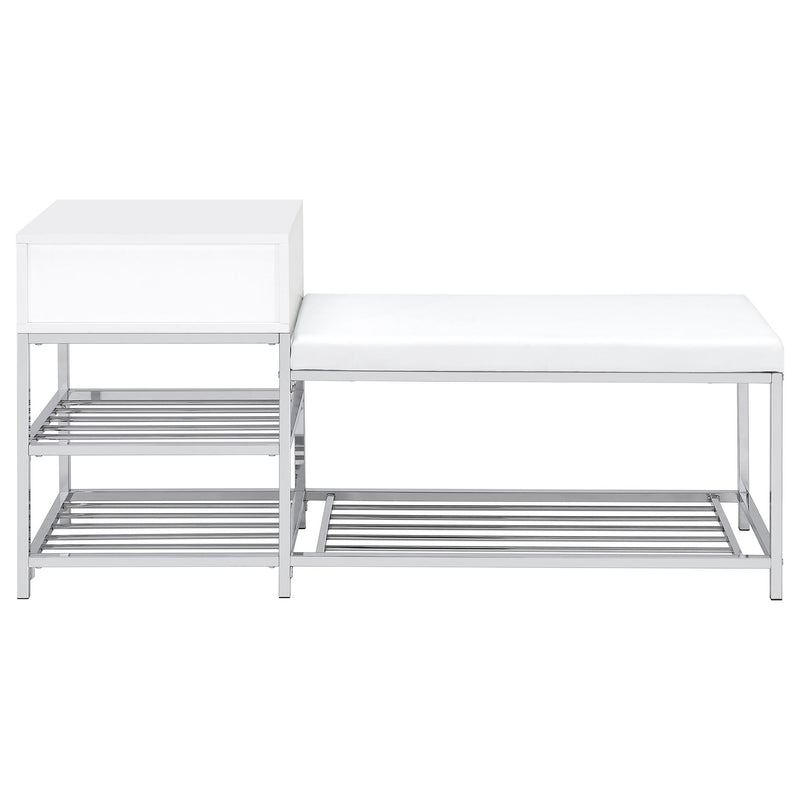 Yesler - 1 Drawer Storage Bench - Glossy White