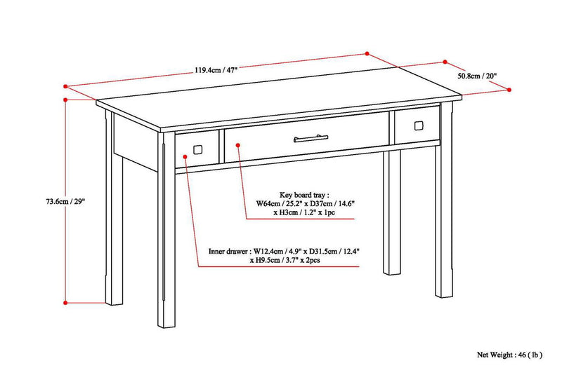 Avalon - Handcrafted Writing Office Desk