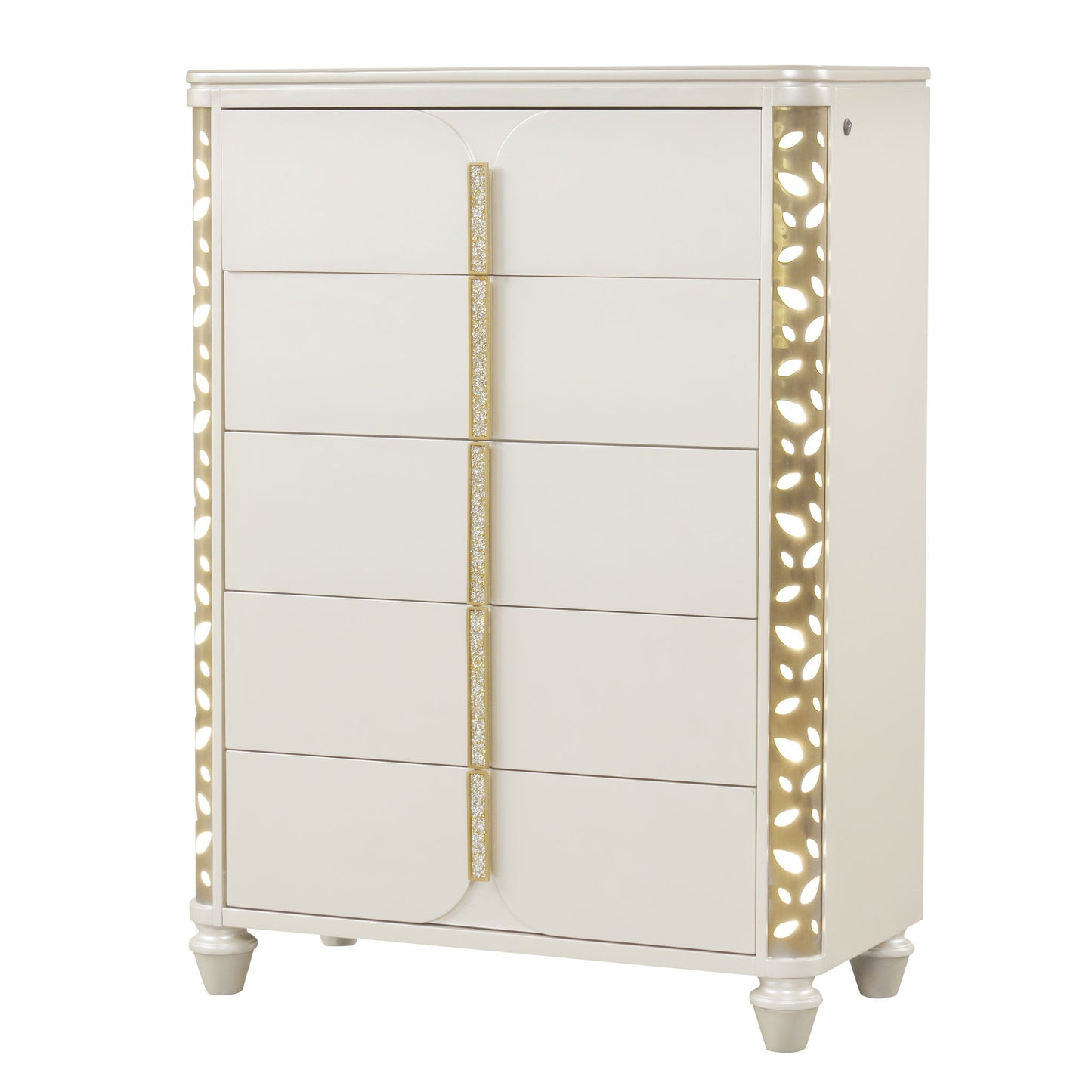 Cinderella - Chest With LED Accents And 5 Storage Drawers - Beige