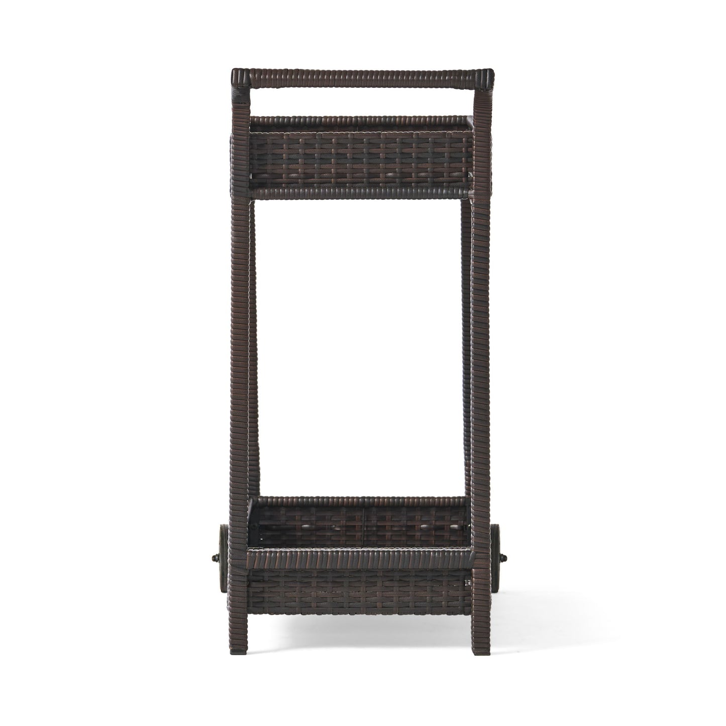 Resin Wicker Bar Cart With Metal Frame - Brown