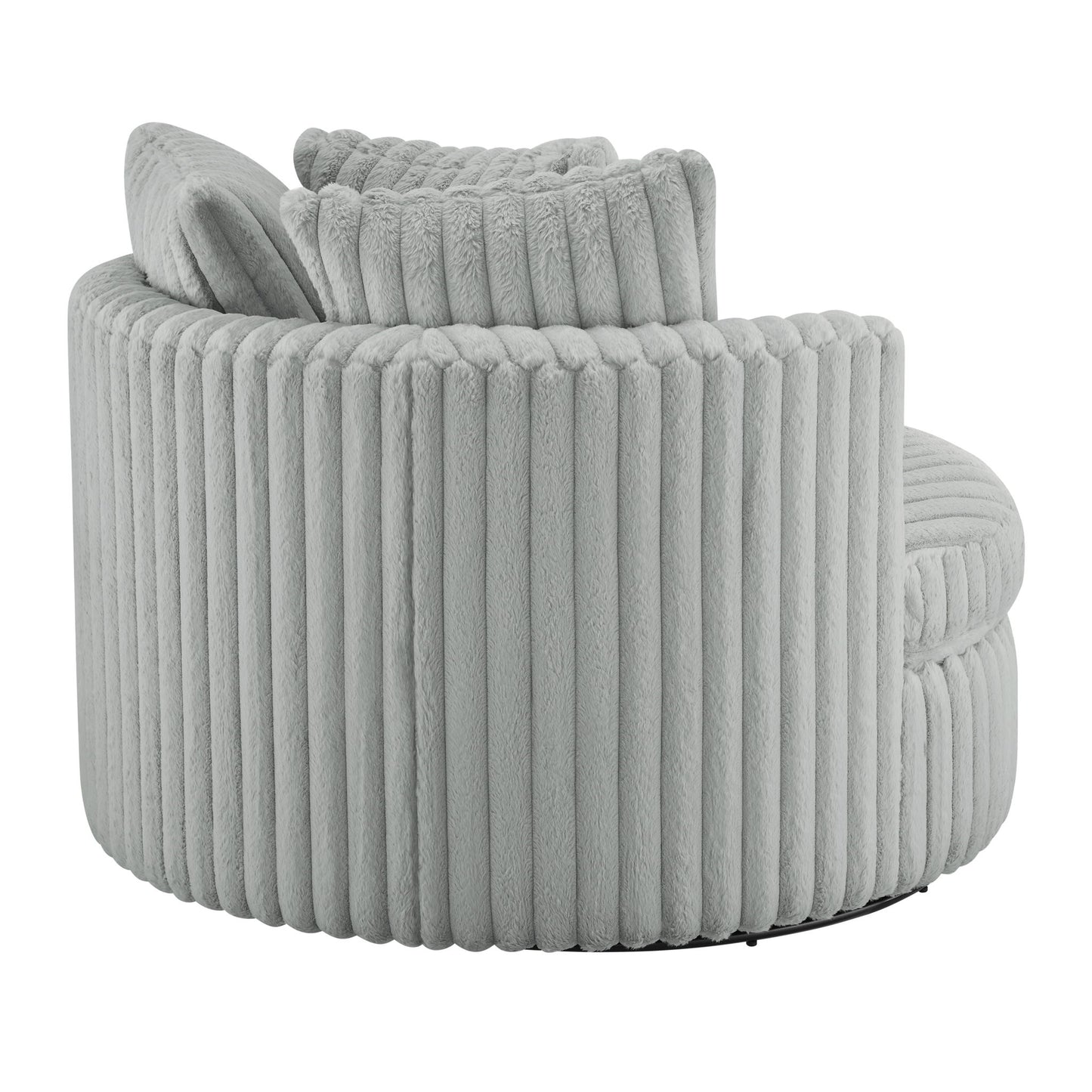 Mindy - Oversized Swivel Barrel Chair - Gray