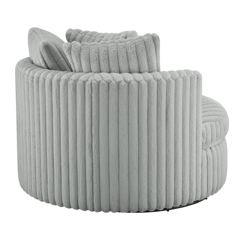 Mindy - Oversized Swivel Barrel Chair - Gray