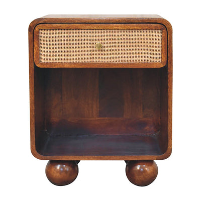 Open Woven Bedside Table, 1 Drawer - Chestnut