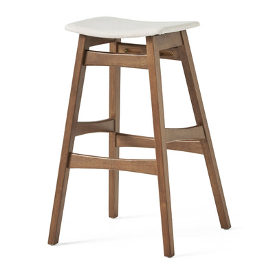 Mid Century Modern Bar Stool Set With Upholstered Seating