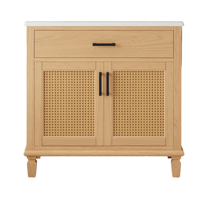 Bathroom Vanity With Ceramic Sink, Modern Free Standing Cabinet With Soft Close Drawers