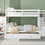 Twin Over Twin Bunk Bed With Trundle And Staircase - White