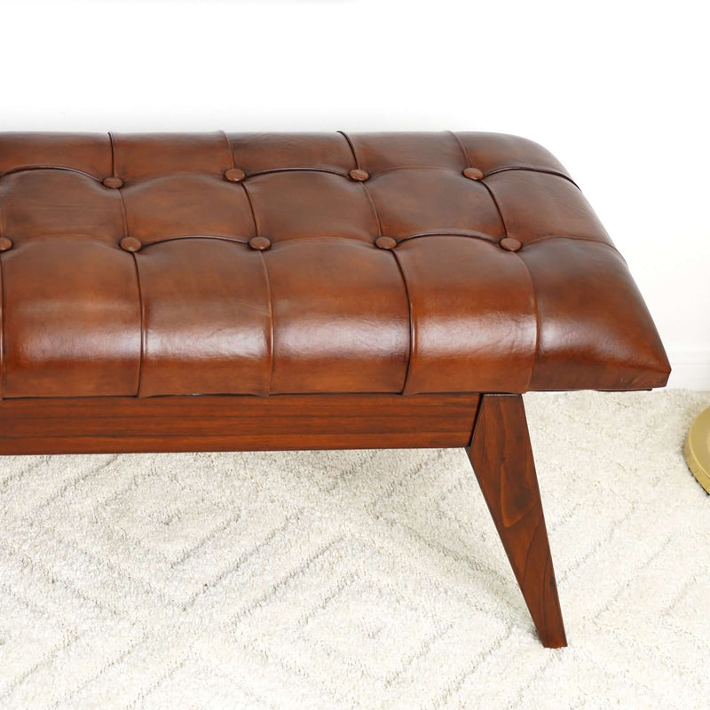 Maja - Bench - Cognac / Dark Brown