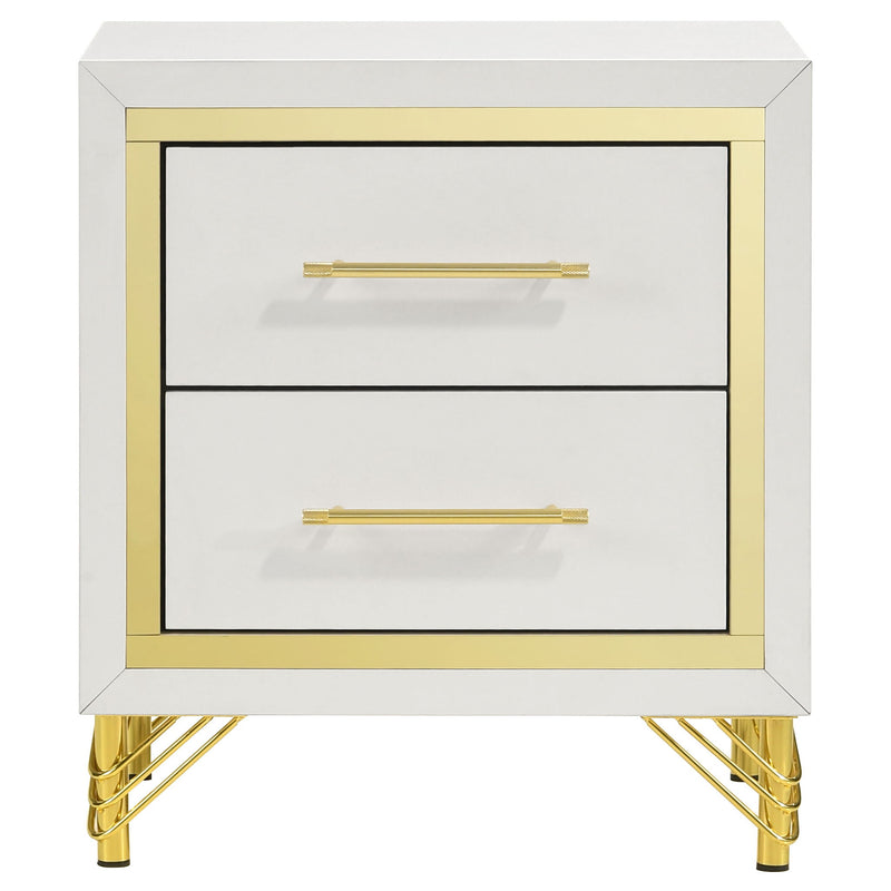 Chesney - 2 Drawer Nightstand With Trim, Bedroom Side Table - White