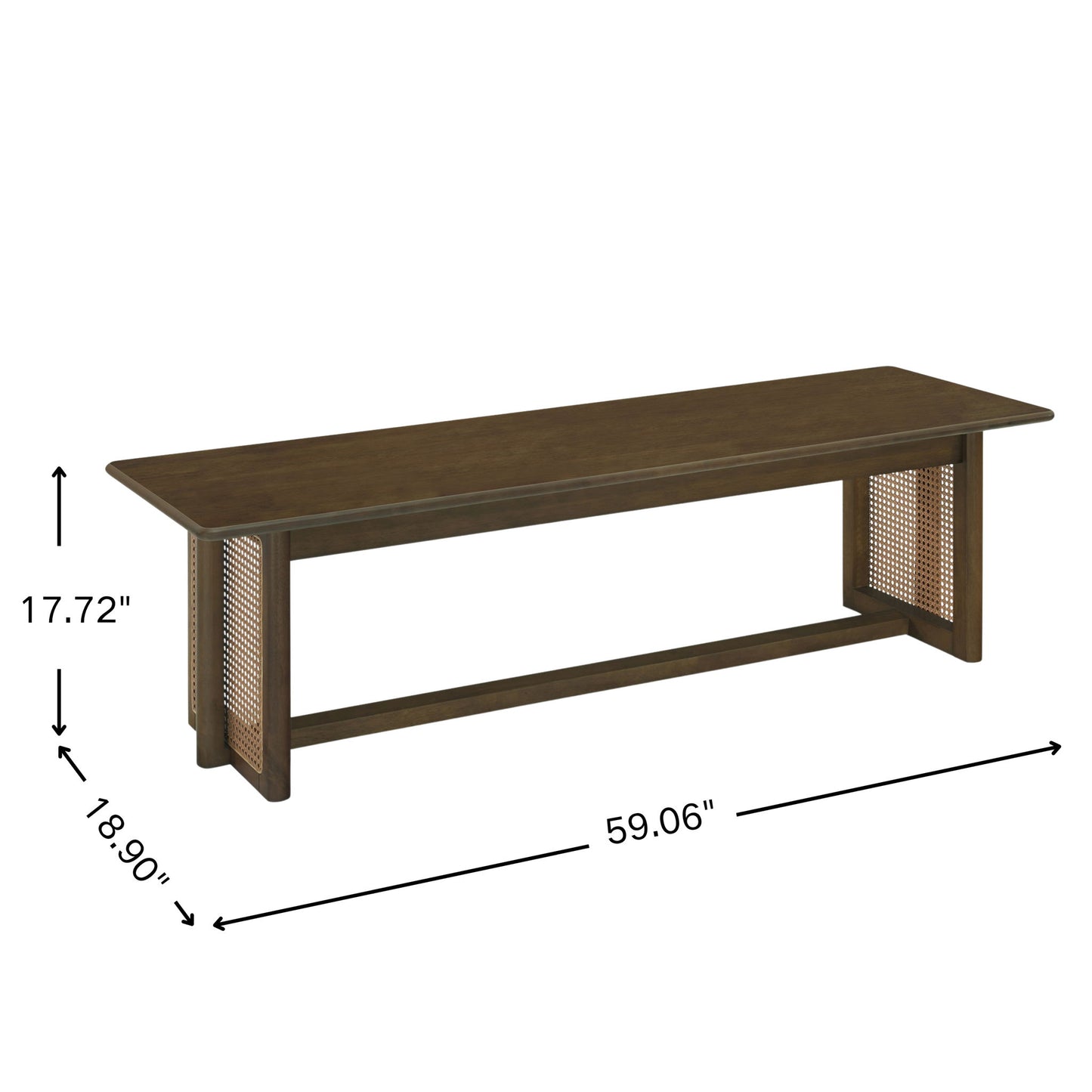 Dining Bench With Rattan Weave