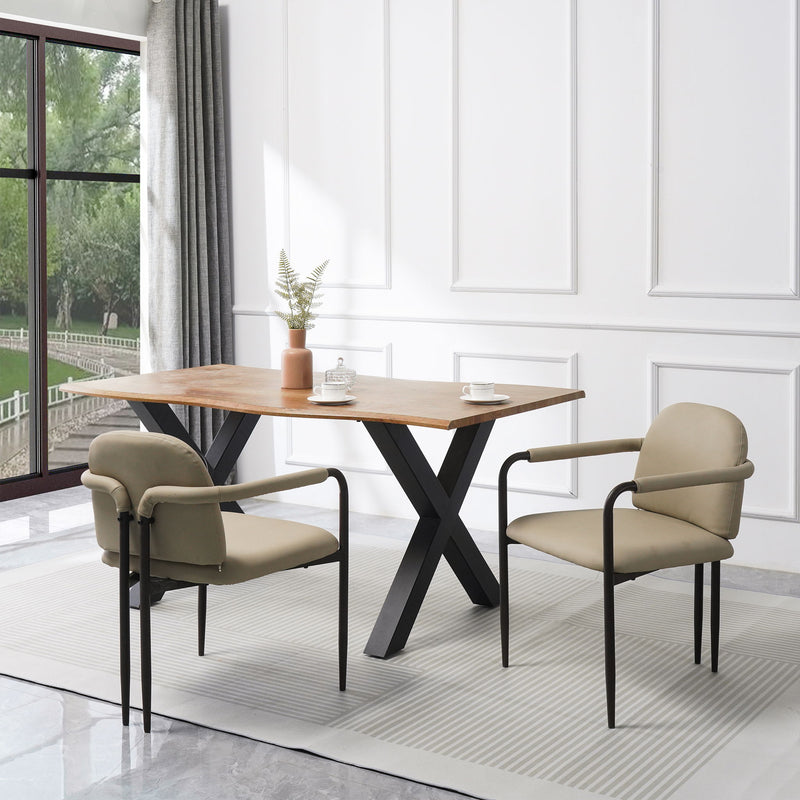 Sillas de comedor modernas (juego de 2) con estructura de hierro - Espresso / Caqui