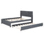 Upholstered Platform Bed With Brick Pattern Headboard And Twin Long Size Trundle