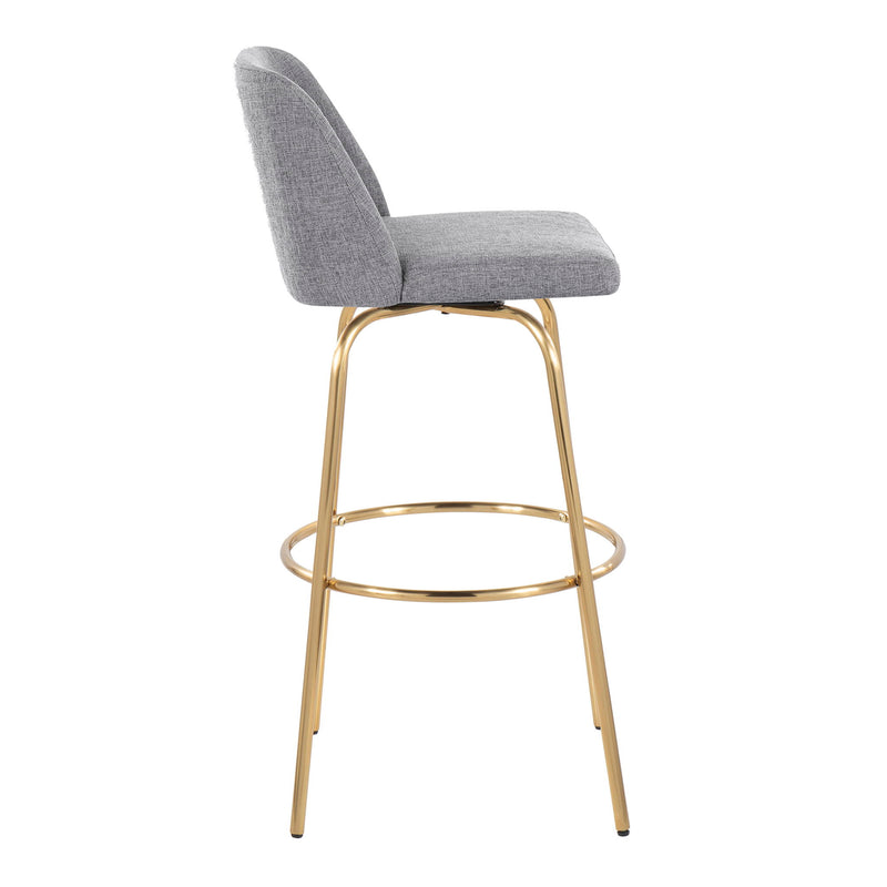 Toriano - Contemporary Fixed Height Barstool With Swivel And Round Footrest (Set of 2) - Gray