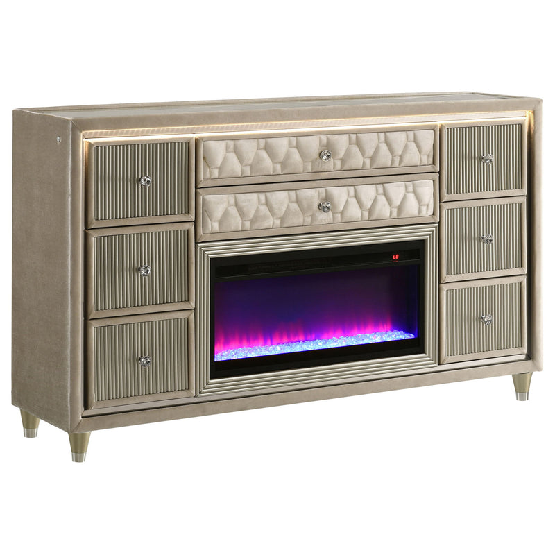 Mika - 8 Drawer LED Fireplace Dresser