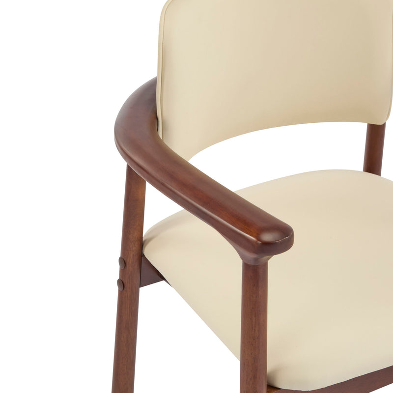 Sillas de comedor, ideales para el hogar y la cocina (juego de 2) - Beige / Nogal oscuro