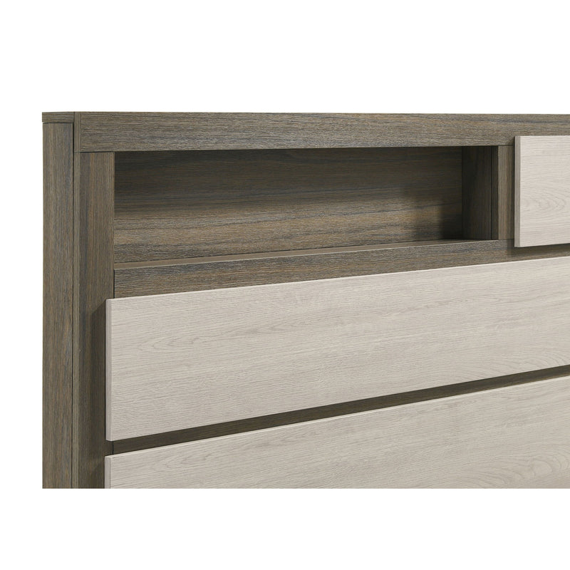 Eastern King Bed Bookcase Headboard With Hidden Storage - Oak