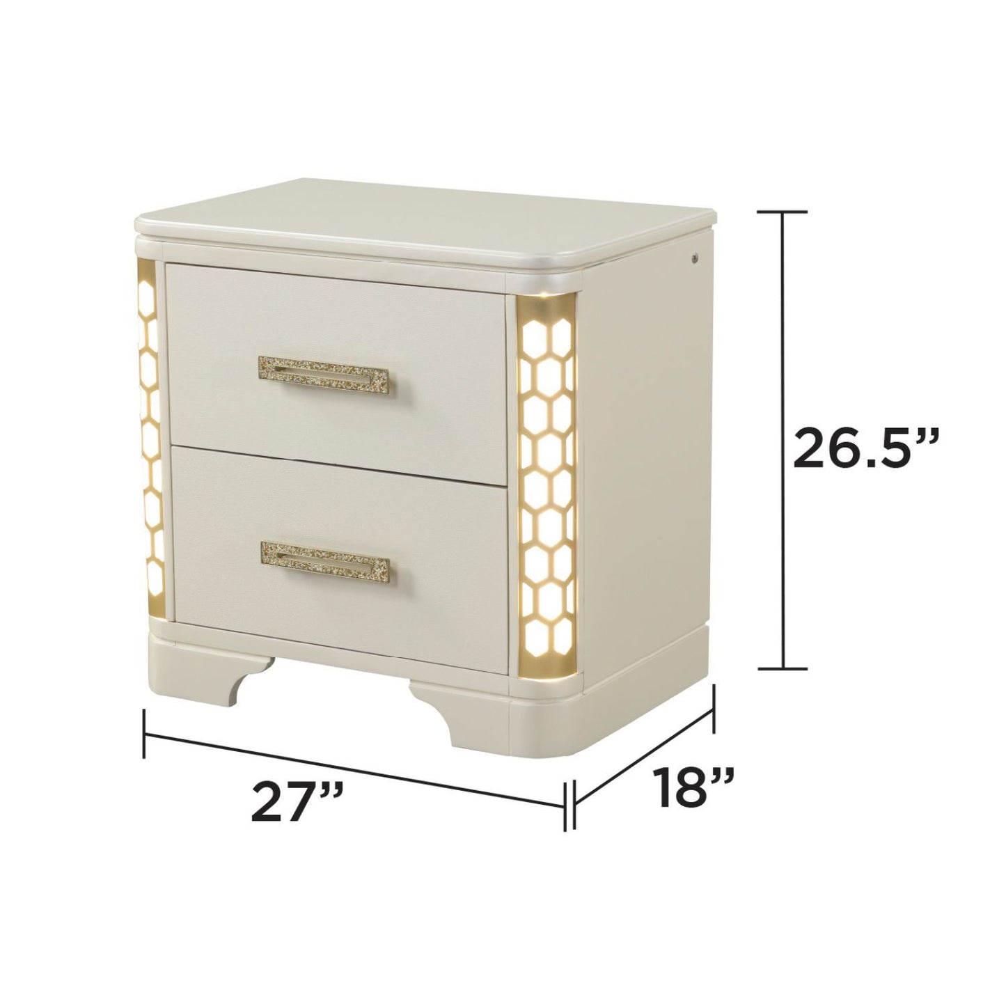 Jasmine - Nightstand With Side LED Lightning - Beige