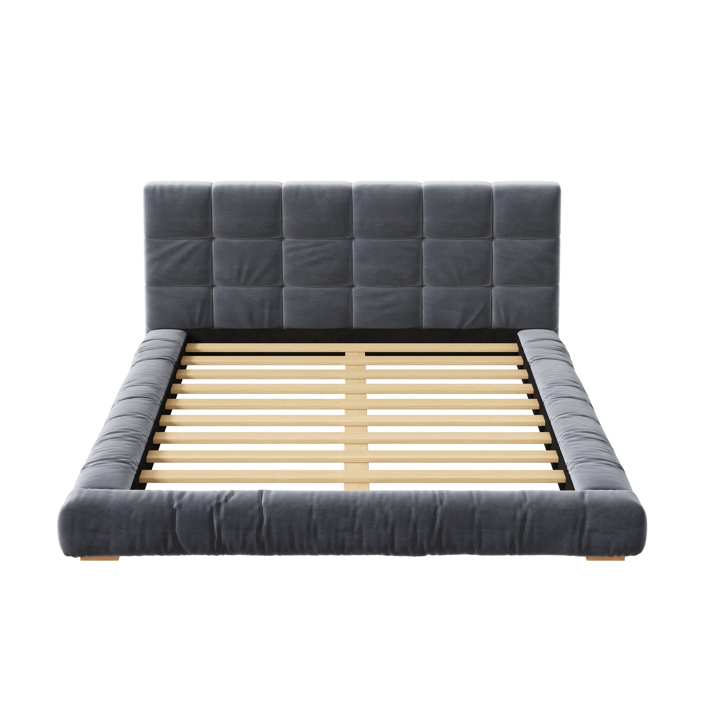 Upholstered Platform Bed Frame With Tufted Headboard