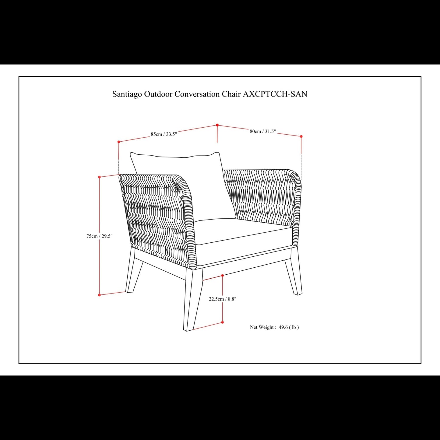 Santiago - Outdoor Conversation Chair - Slate Gray