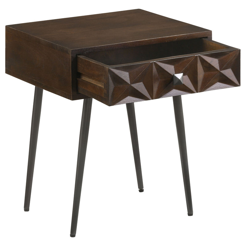 Gibson - Coffee 1 Drawer Rectangular Side Table With Angled Legs - Coffee