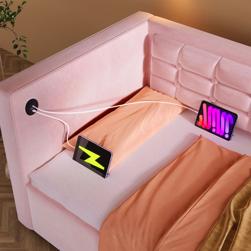 Upholstered Daybed With Hydraulic Storage And USB / Type - C Charging