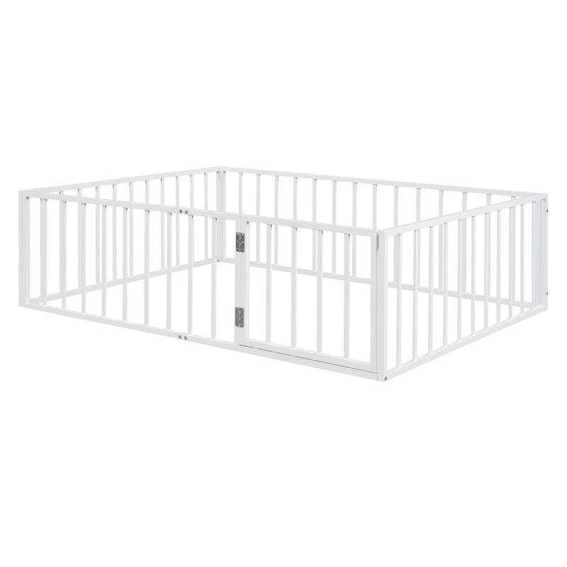Metal Floor Bed Frame With Fence And Door