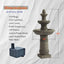 3 Tier Outdoor Garden Fountain With LED Lights - Gray