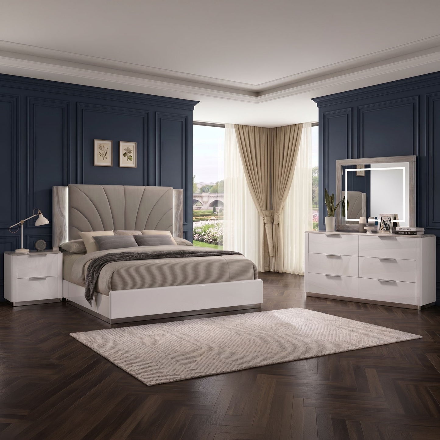 Jazz - Bedroom Set With LED Upholstered Headboard