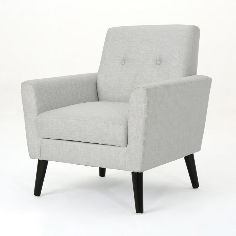 Radiantize - Upholstered Fabric Club Chair With Square-Off Back And Button Tufted - Light Gray