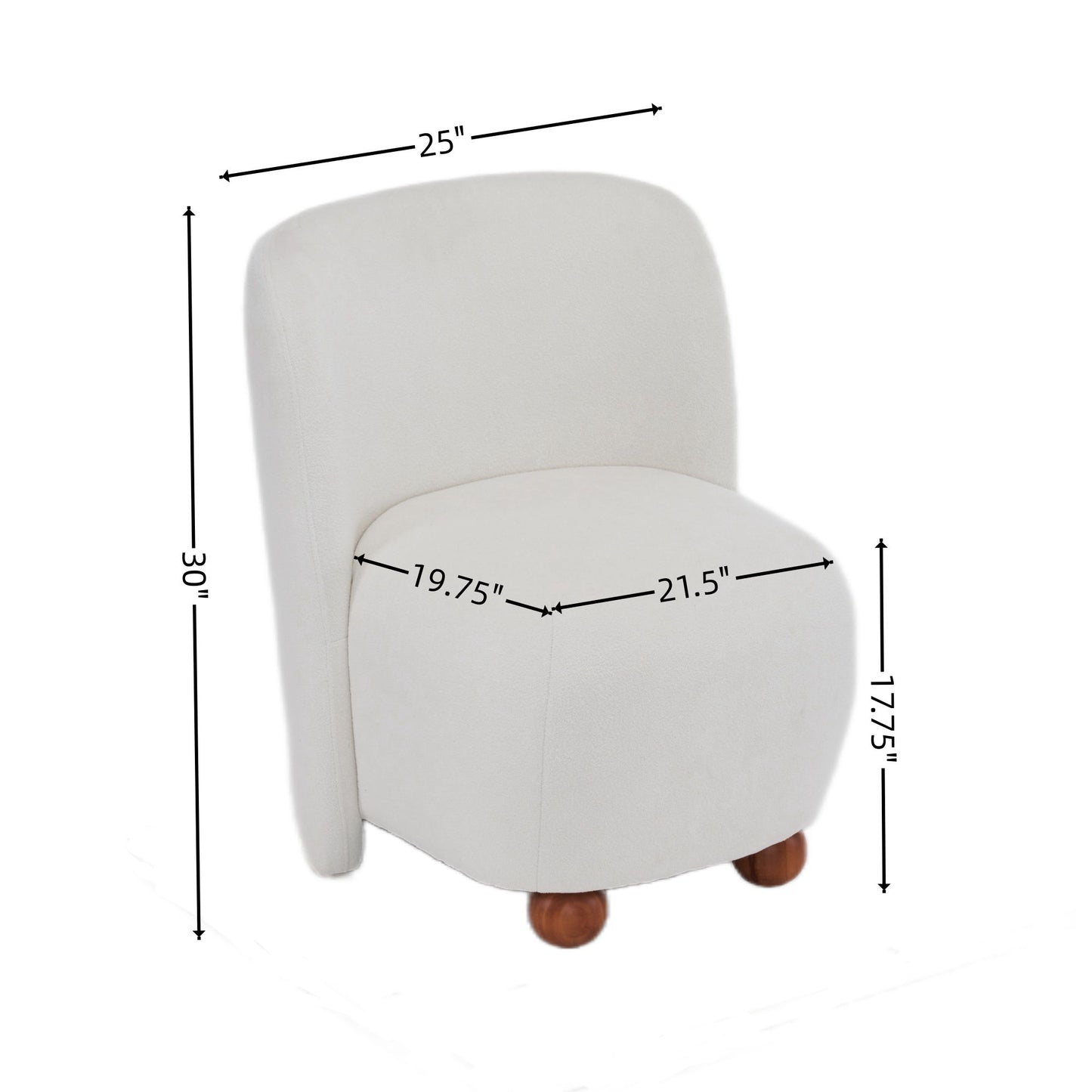 Modern Low Back Accent Upholstered Armless Living Room Chairs, Round Feet