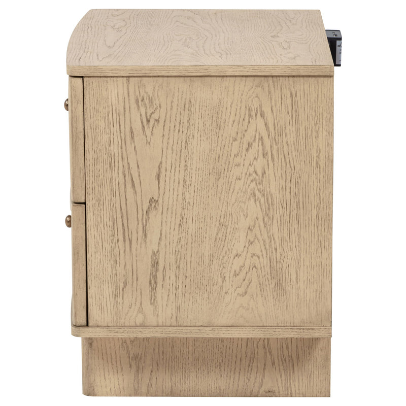Kimpton - 2 Drawer Nightstand With USB Charging Ports - Beige