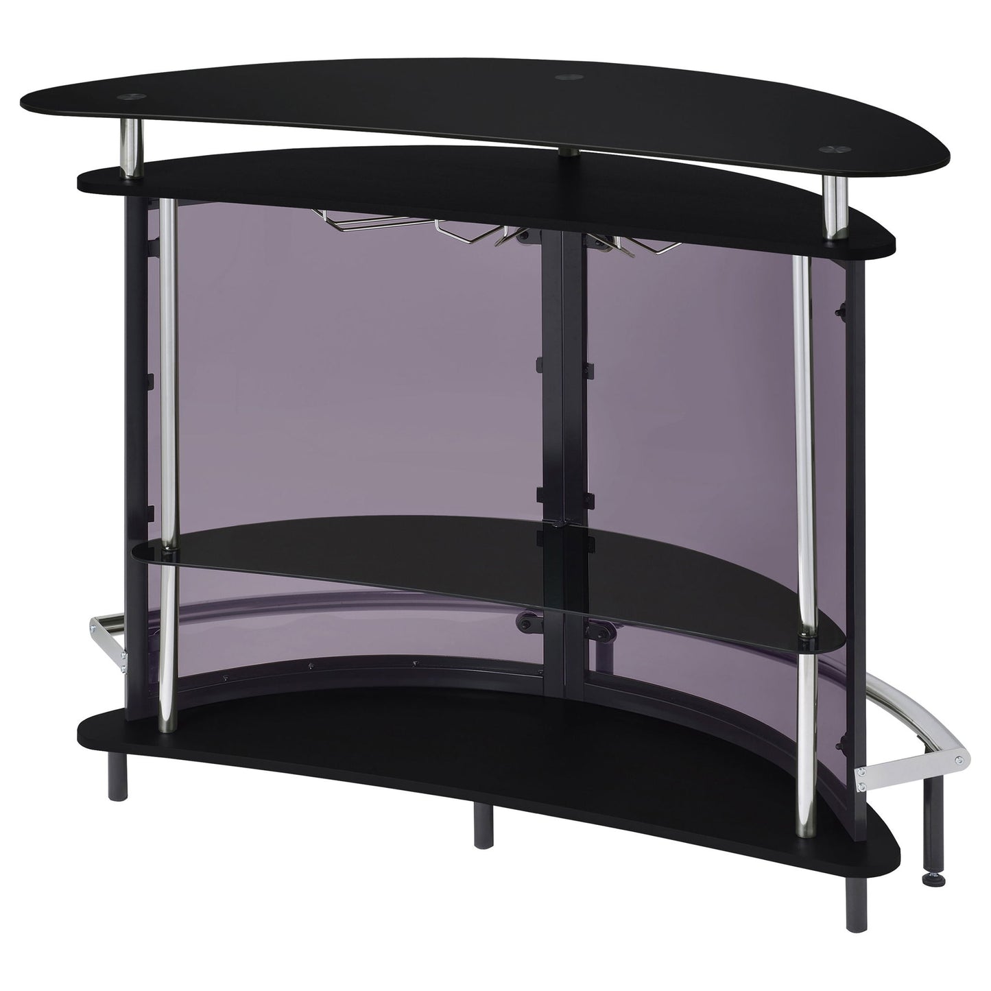 Strick & Bolton - Freestanding Glass Top Home Bar Wine Cabinet With Panels - Black