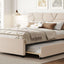 Upholstered Platform Bed With Brick Pattern Headboard And Twin Long Size Trundle